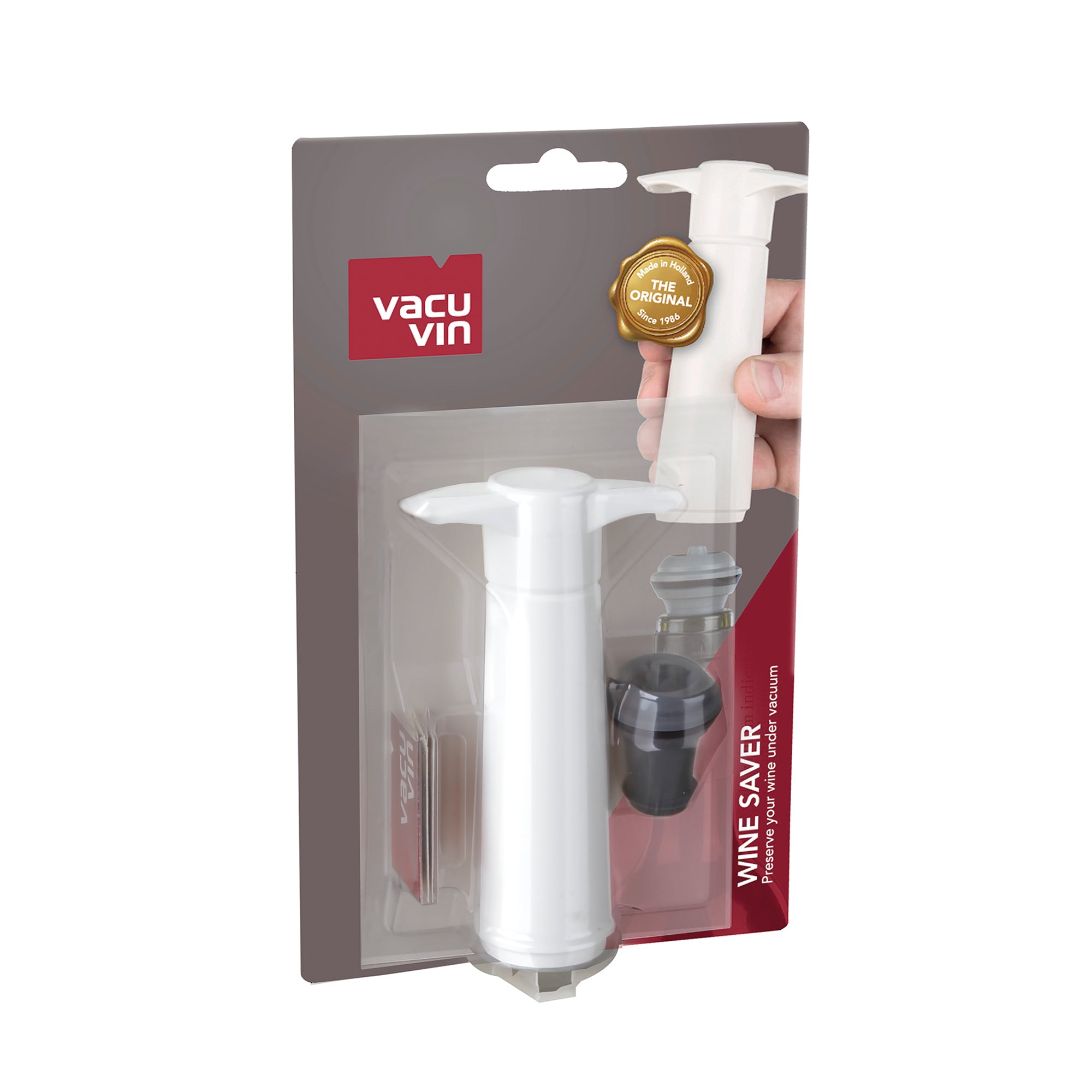 Weinpumpe weiß (1 Pumpe, 1 Stopfen), Blister