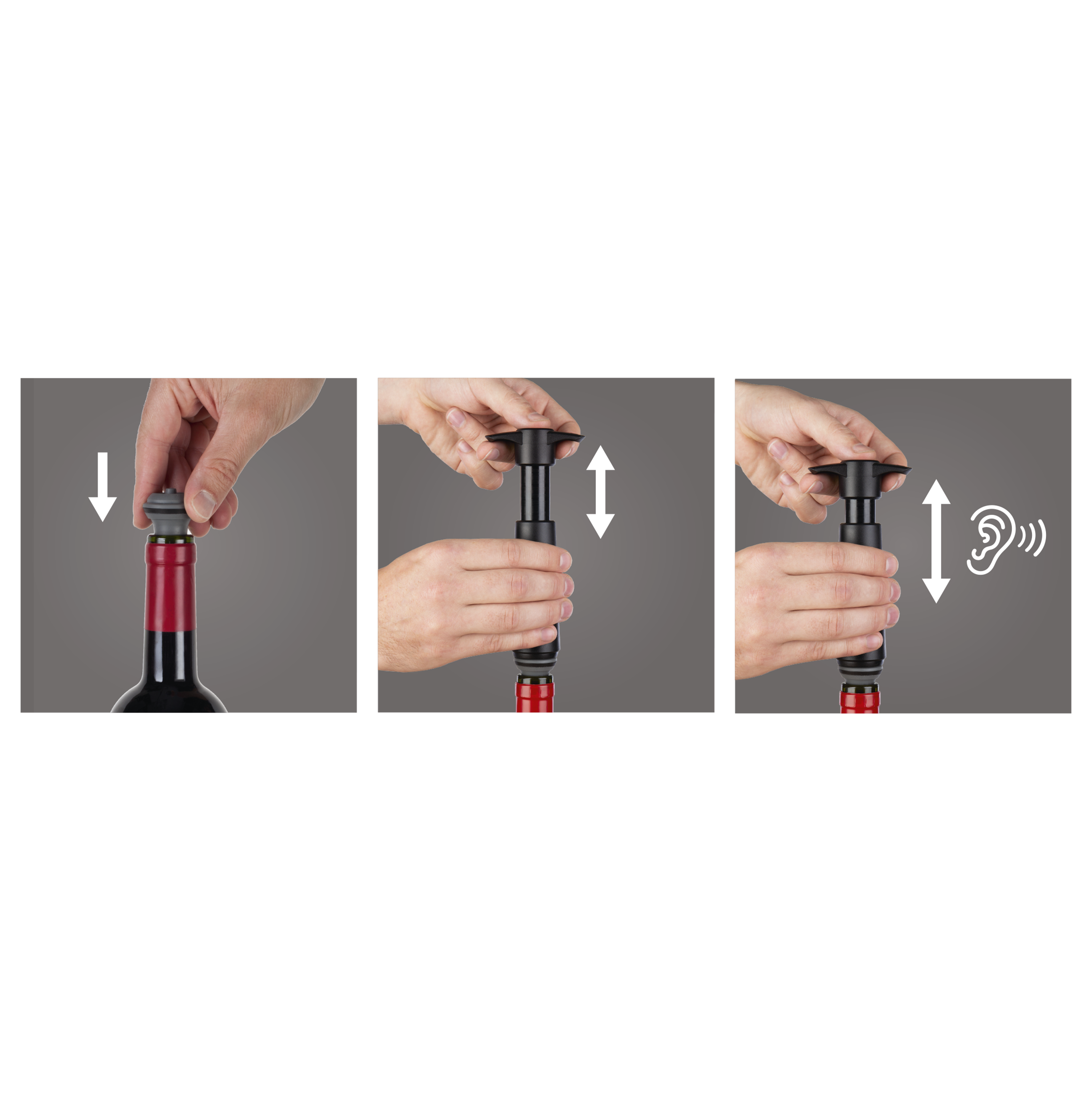 Weinpumpe schwarz (1 Pumpe, 2 Stopfen), Box