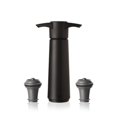 Weinpumpe schwarz (1 Pumpe, 2 Stopfen), Box