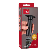 Weinpumpe schwarz (1 Pumpe, 2 Stopfen), Box