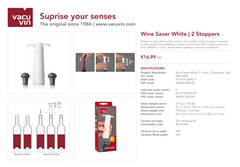 Weinpumpe weiss (1 Pumpe, 2 Stopfen), Box